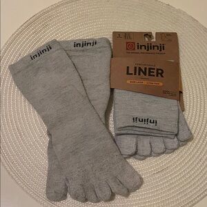 2-Pair: Injinji Performance Liner Crew Toe Socks. Size Small. Gray. Hiking.